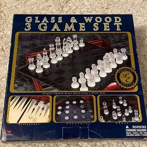 Chess, checkers, and backgammon game set